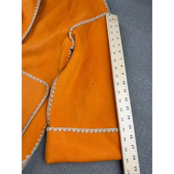 Doggy Qin Women's Small Orange Textured Edge Hooded Pocket Jacket - Picture 9 of 12